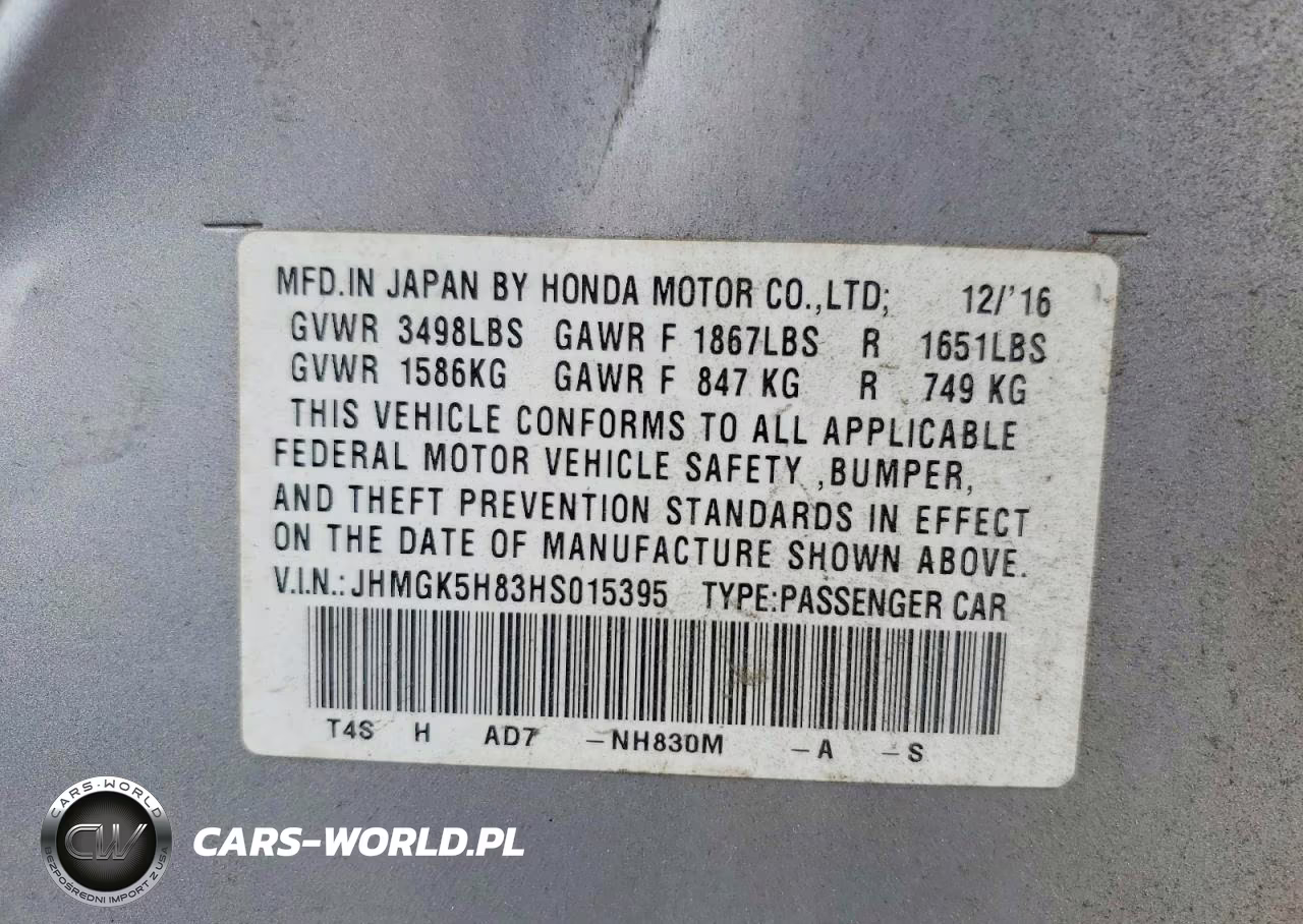 2017 Honda Fit Ex VIN:JHMGK5H83HS015395 - 12