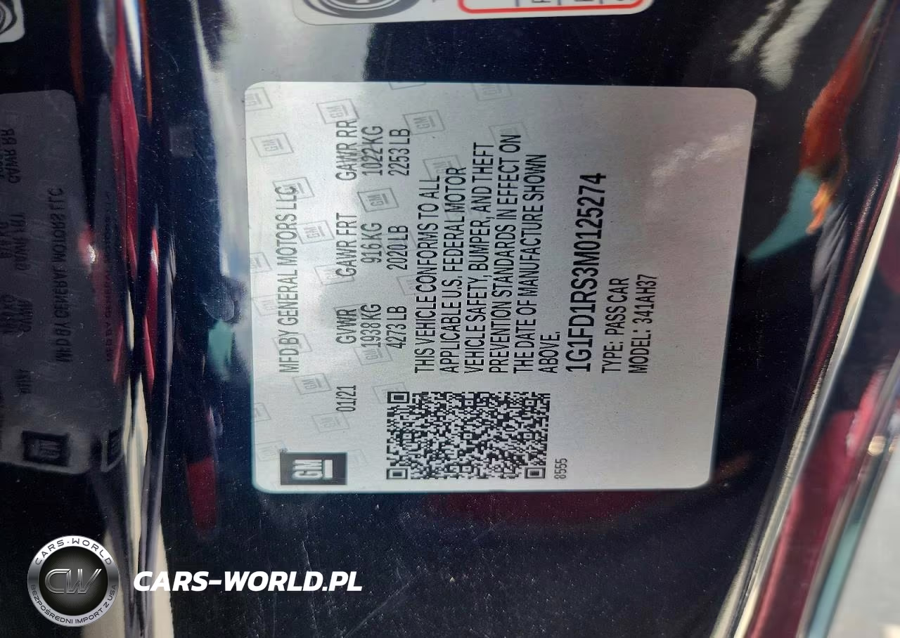 2021 Chevrolet Camaro Lt VIN:1G1FD1RS3M0125274 - 12