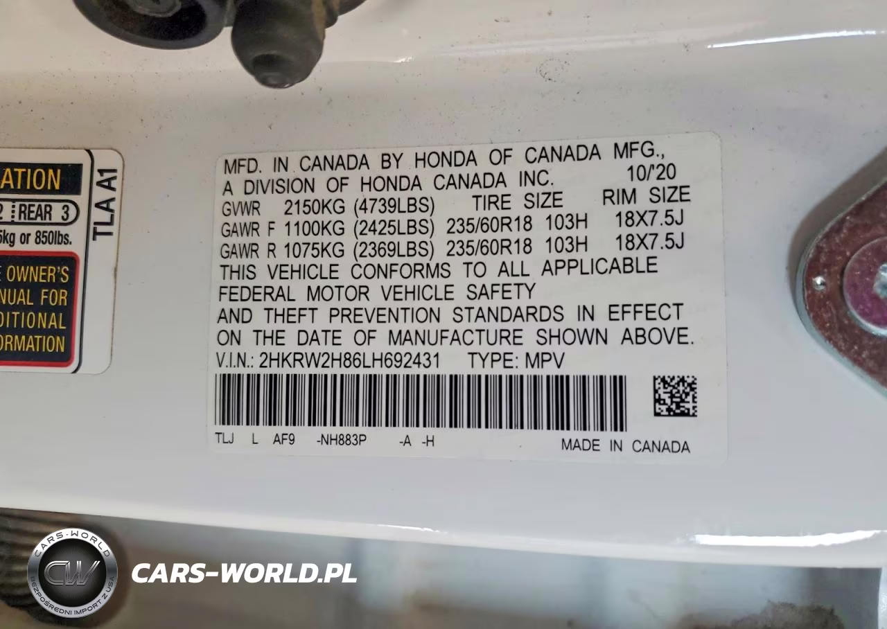2020 Honda Cr-V Exl VIN:2HKRW2H86LH692431 - 14