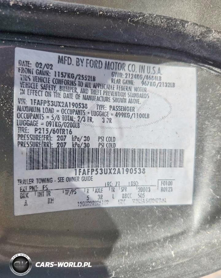2002 Ford Taurus Se VIN:1FAFP53UX2A190538 - 14