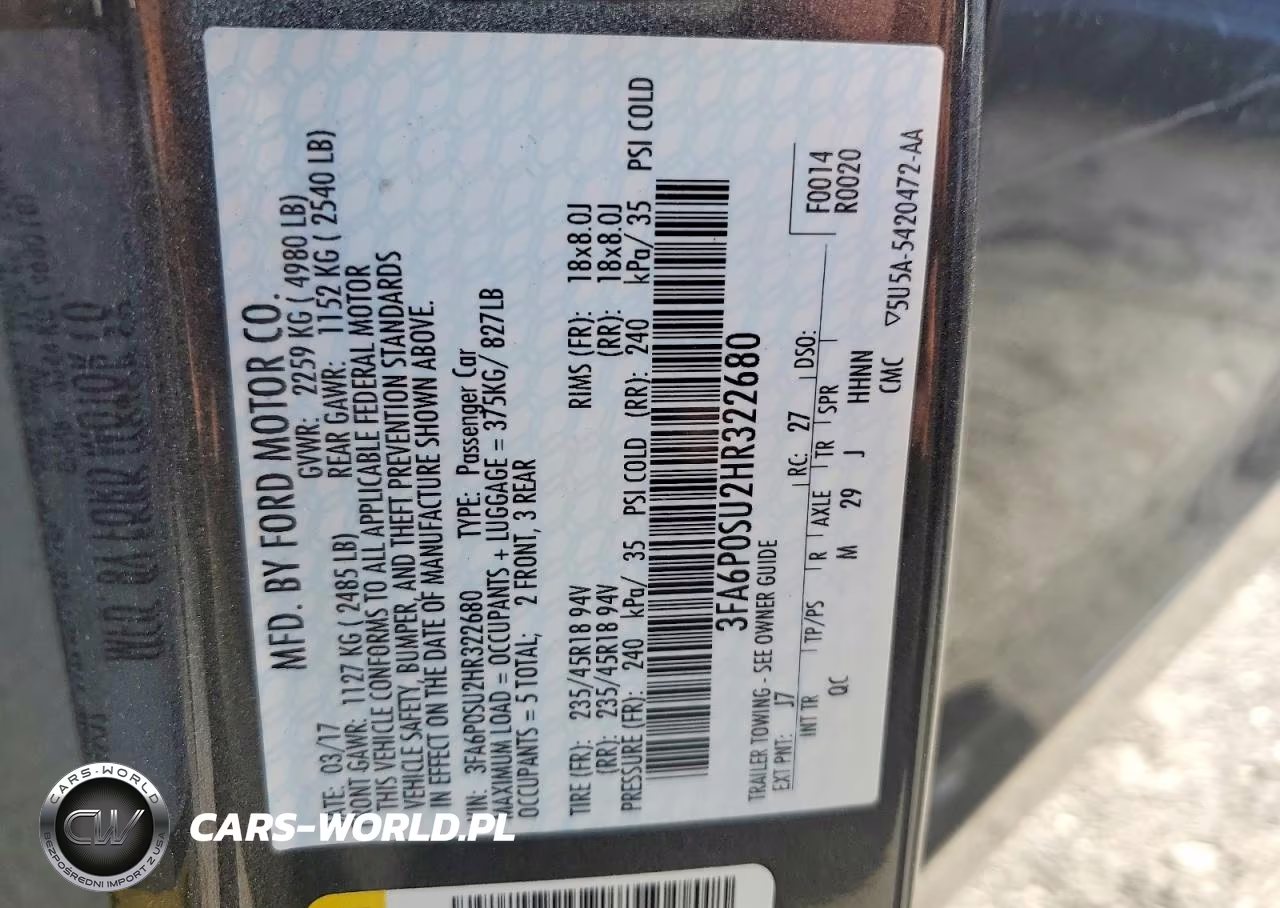 2017 Ford Fusion Titanium Phev VIN:3FA6P0SU2HR322680 - 12
