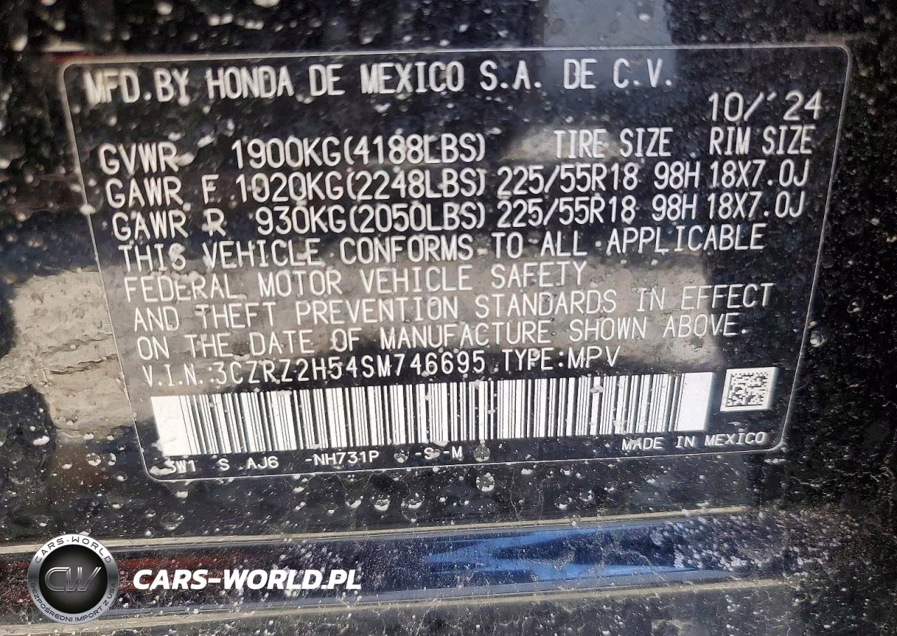 2025 Honda Hr-V Sport VIN:3CZRZ2H54SM746695 - 13
