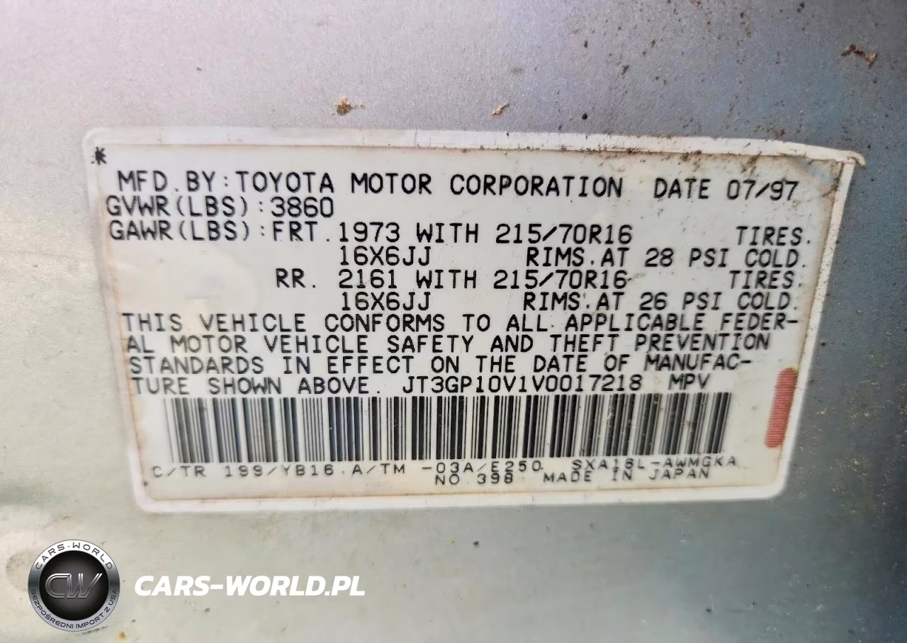 1997 Toyota Rav4 Base VIN:JT3GP10V1V0017218 - 13