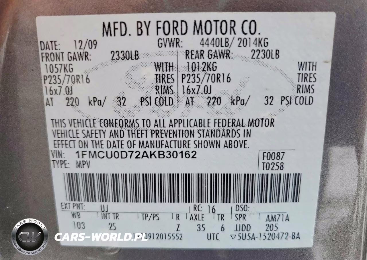 2010 Ford Escape Xlt VIN:1FMCU0D72AKB30162 - 13