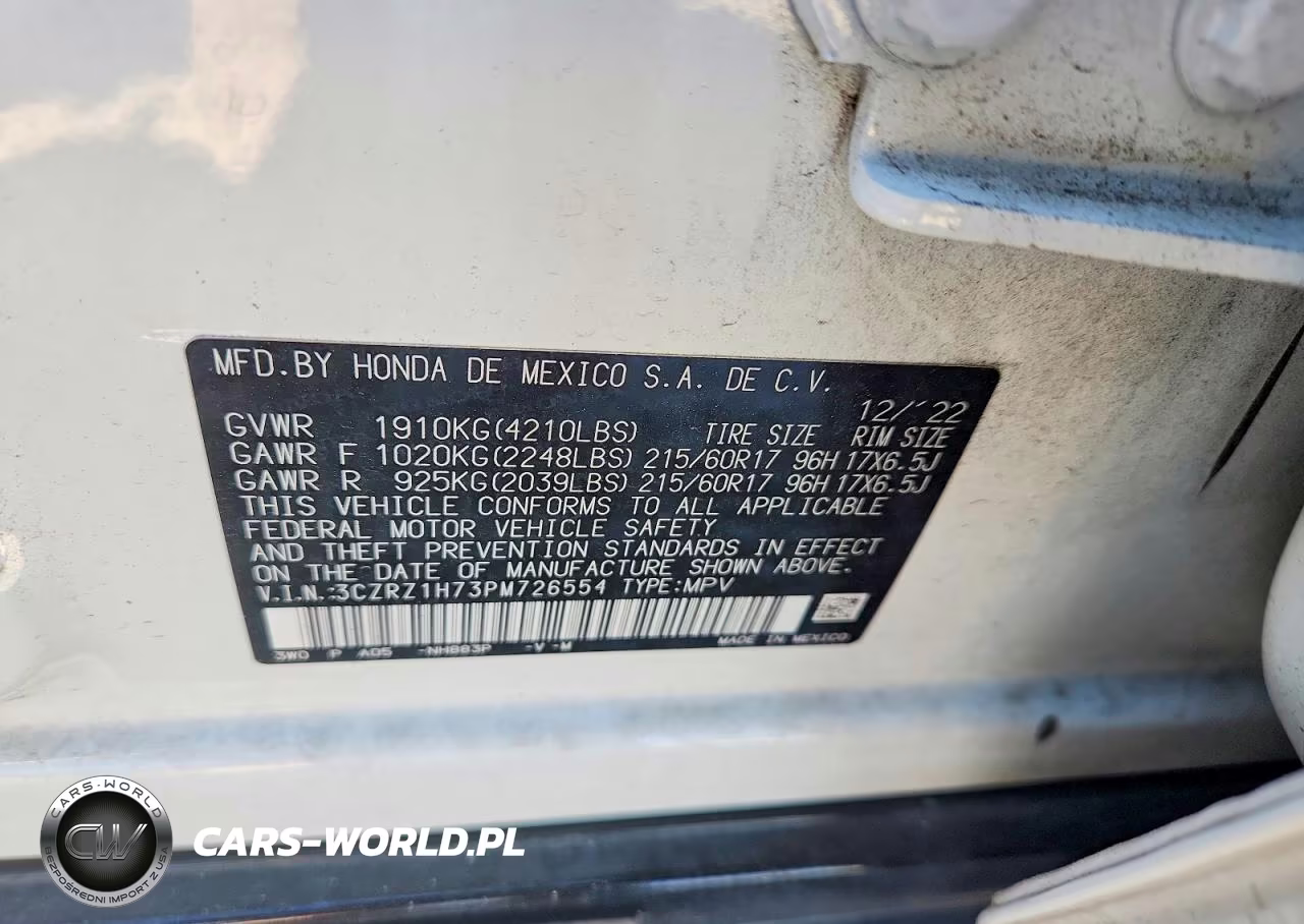 2023 Honda Hr-V Exl VIN:3CZRZ1H73PM726554 - 13