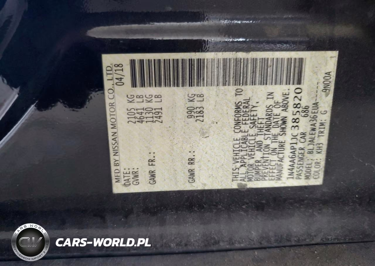 2018 Nissan Maxima 3.5S 3.5S VIN:1N4AA6AP1JC385820 - 12