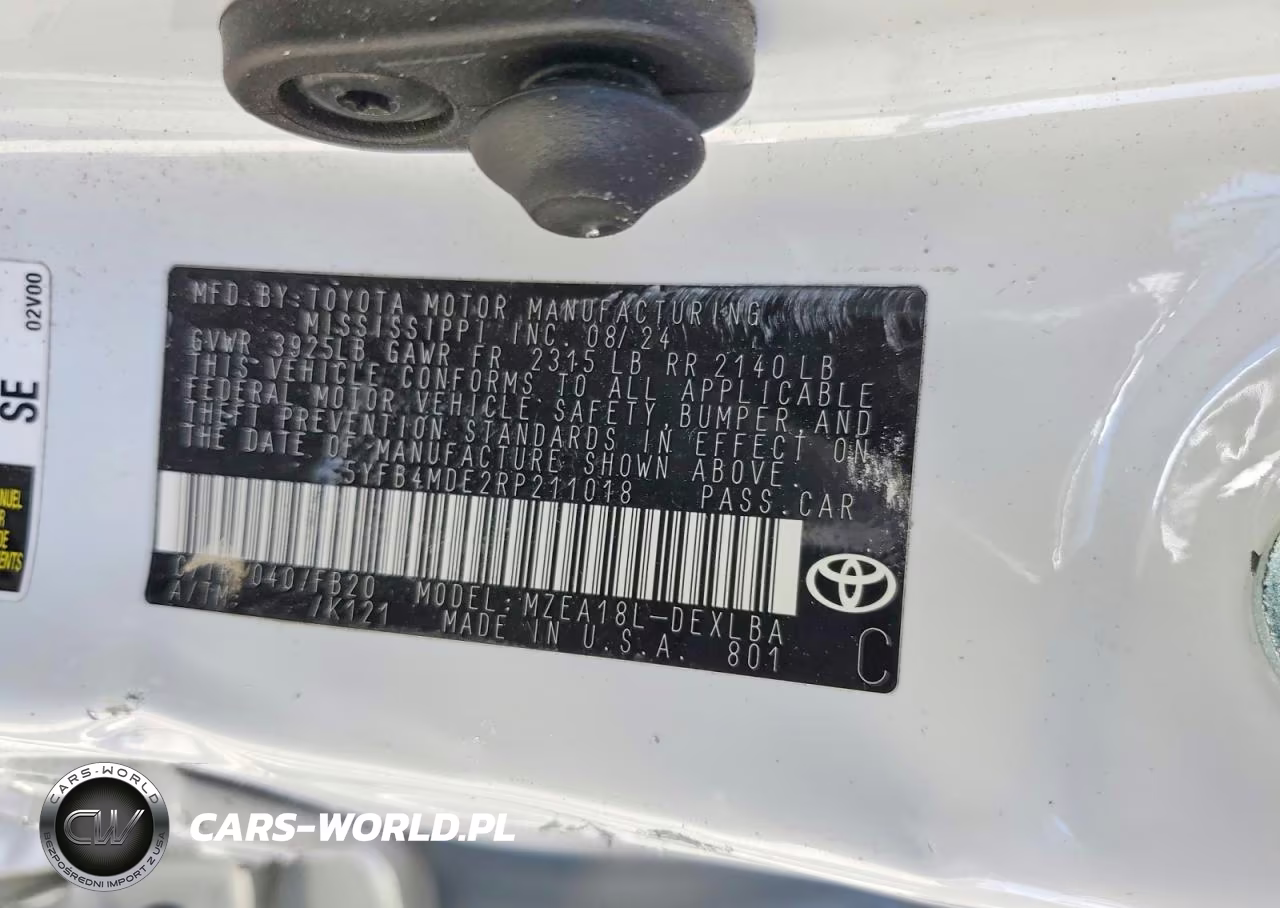 2024 Toyota Corolla Le VIN:5YFB4MDE2RP211018 - 12