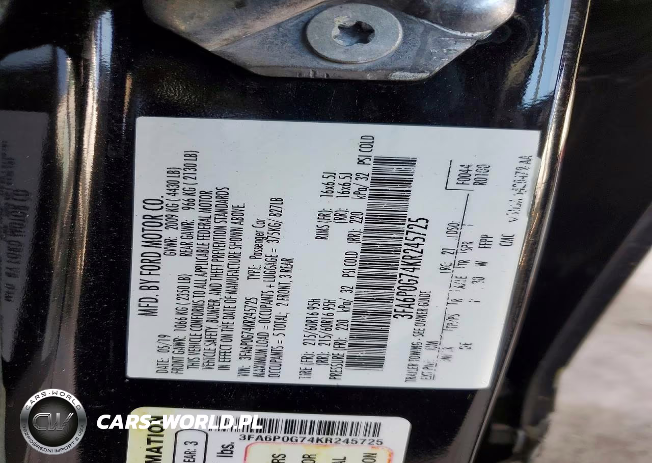 2019 Ford Fusion S VIN:3FA6P0G74KR245725 - 12