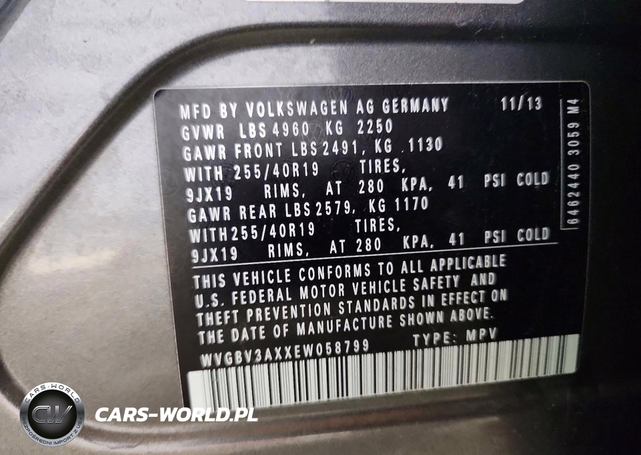 2014 Volkswagen Tiguan S VIN:WVGBV3AXXEW058799 - 13