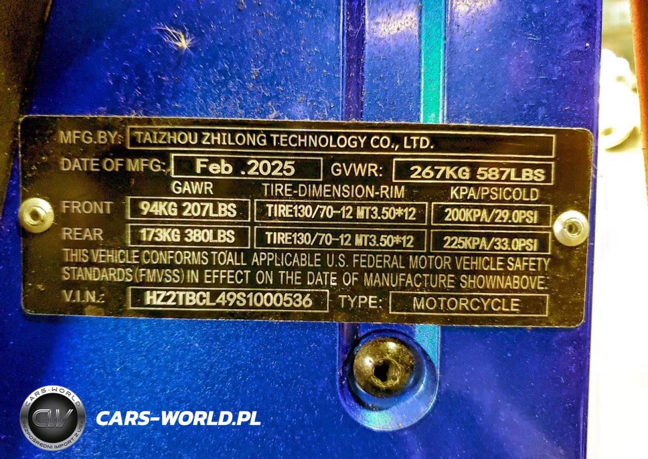 2025 Taiz Moped VIN:HZ2TBCL49S1000536 - 9