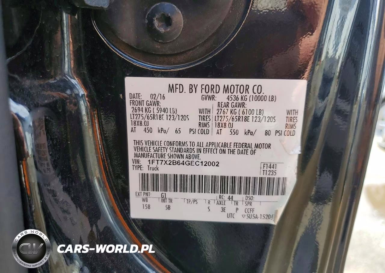 2016 Ford F250 Super Duty VIN:1FT7X2B64GEC12002 - 12