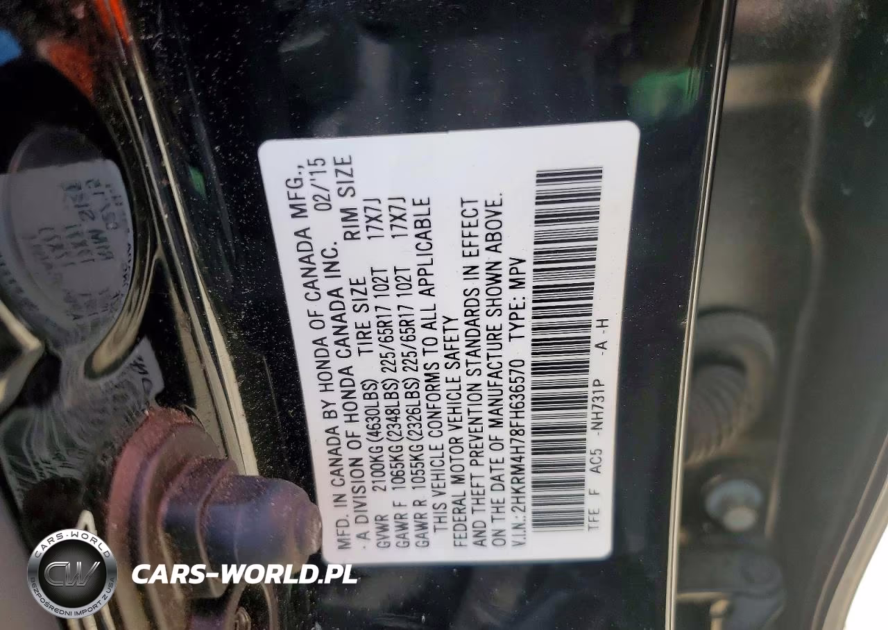 2015 Honda Cr-V Exl VIN:2HKRM4H78FH636570 - 13