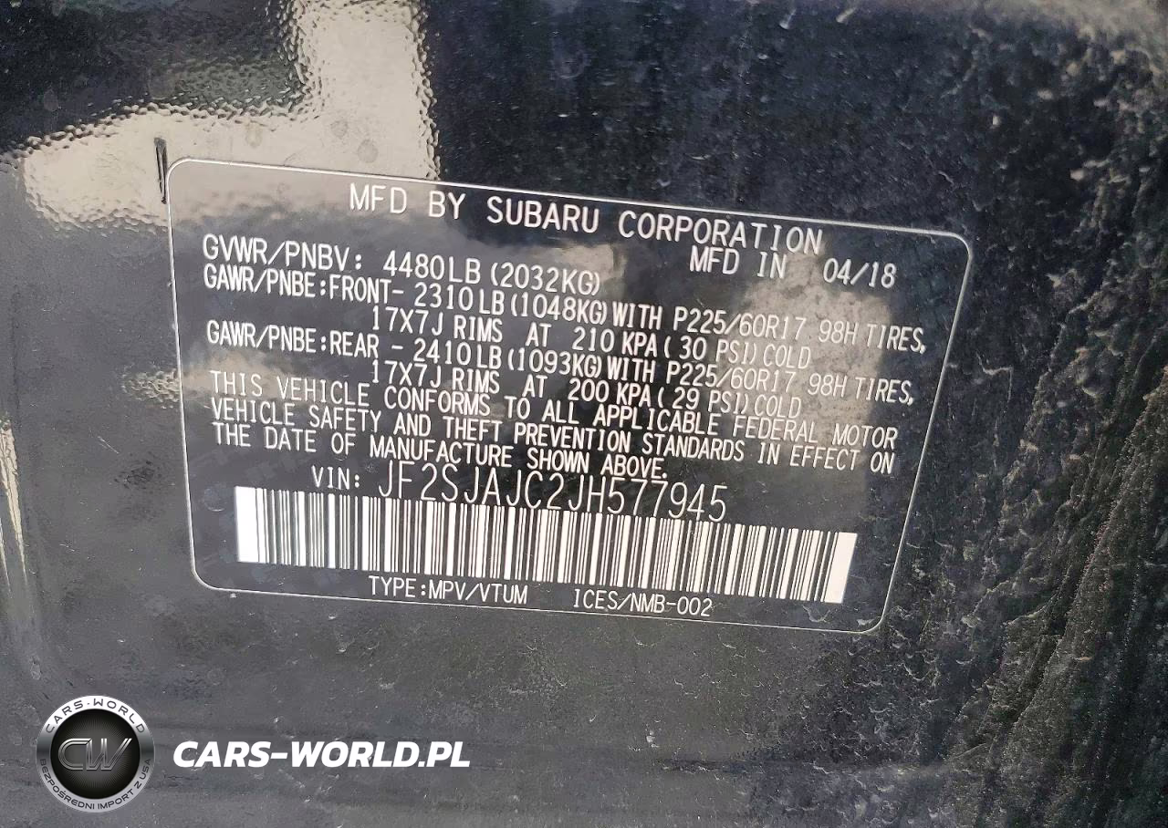 2018 Subaru Forester 2.5I Limited VIN:JF2SJAJC2JH577945 - 13