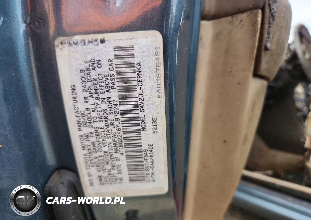 2000 Toyota Camry Le VIN:4T1BG22K6YU972247 - 12