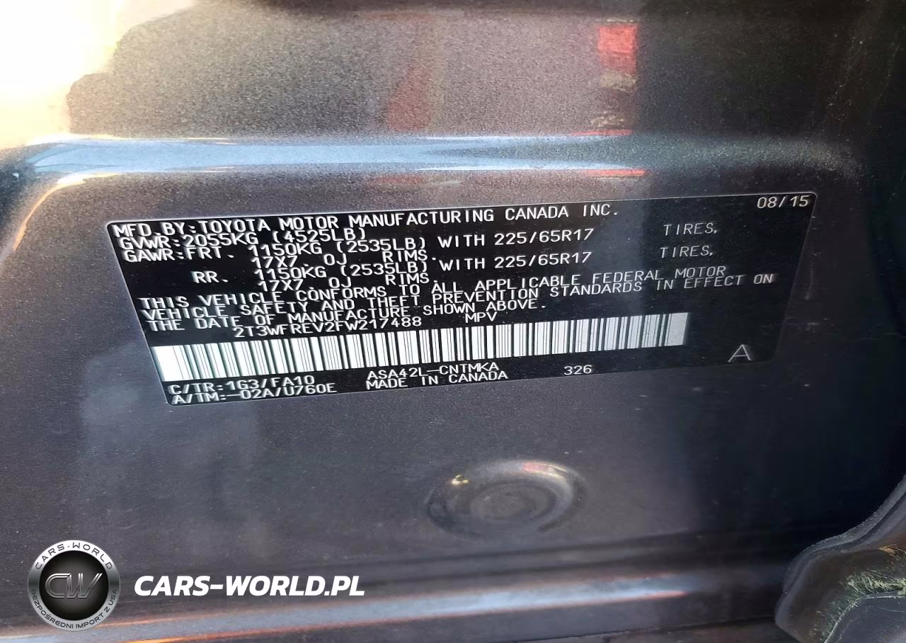 2015 Toyota Rav4 Xle VIN:2T3WFREV2FW217488 - 12