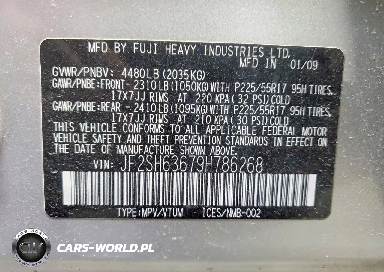 2009 Subaru Forester 2.5X Premium VIN:JF2SH63679H786268 - 13