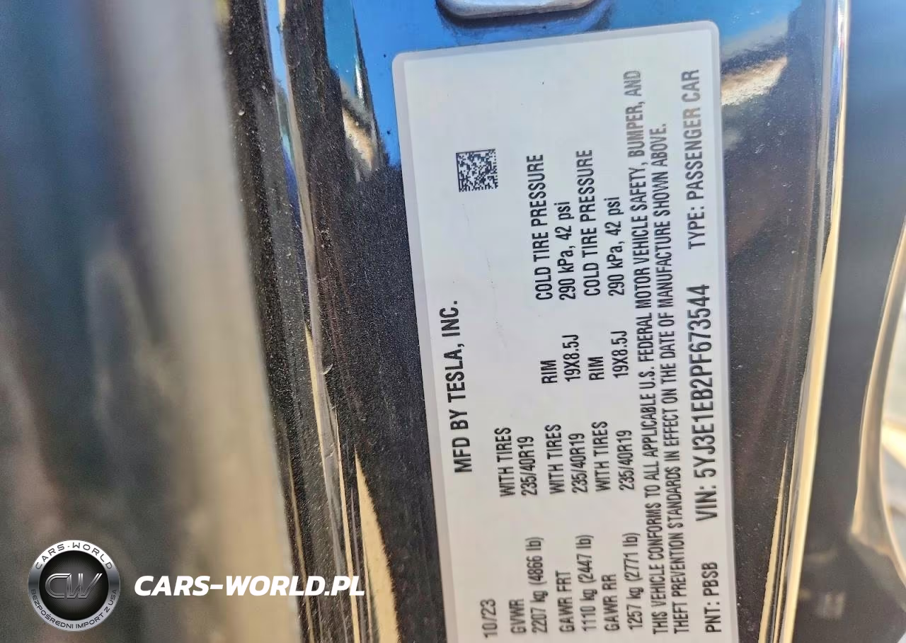 2023 Tesla Model 3 VIN:5YJ3E1EB2PF673544 - 12