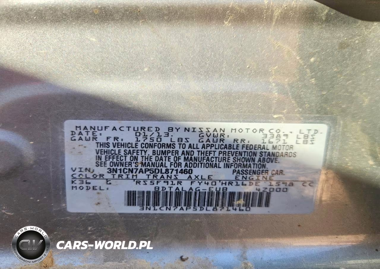 2013 Nissan Versa 1.6 S VIN:3N1CN7AP5DL871460 - 12