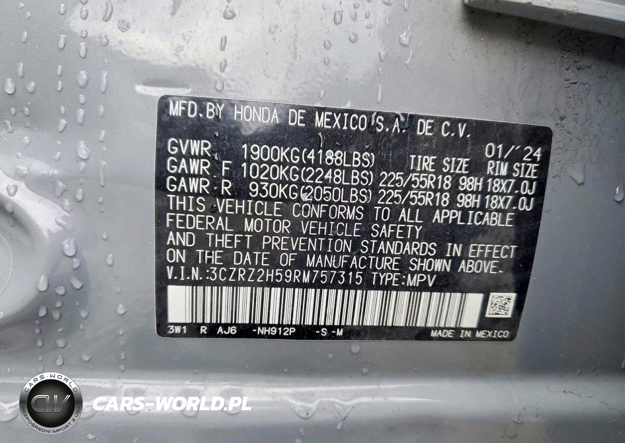 2024 Honda Hr-V Sport VIN:3CZRZ2H59RM757315 - 13