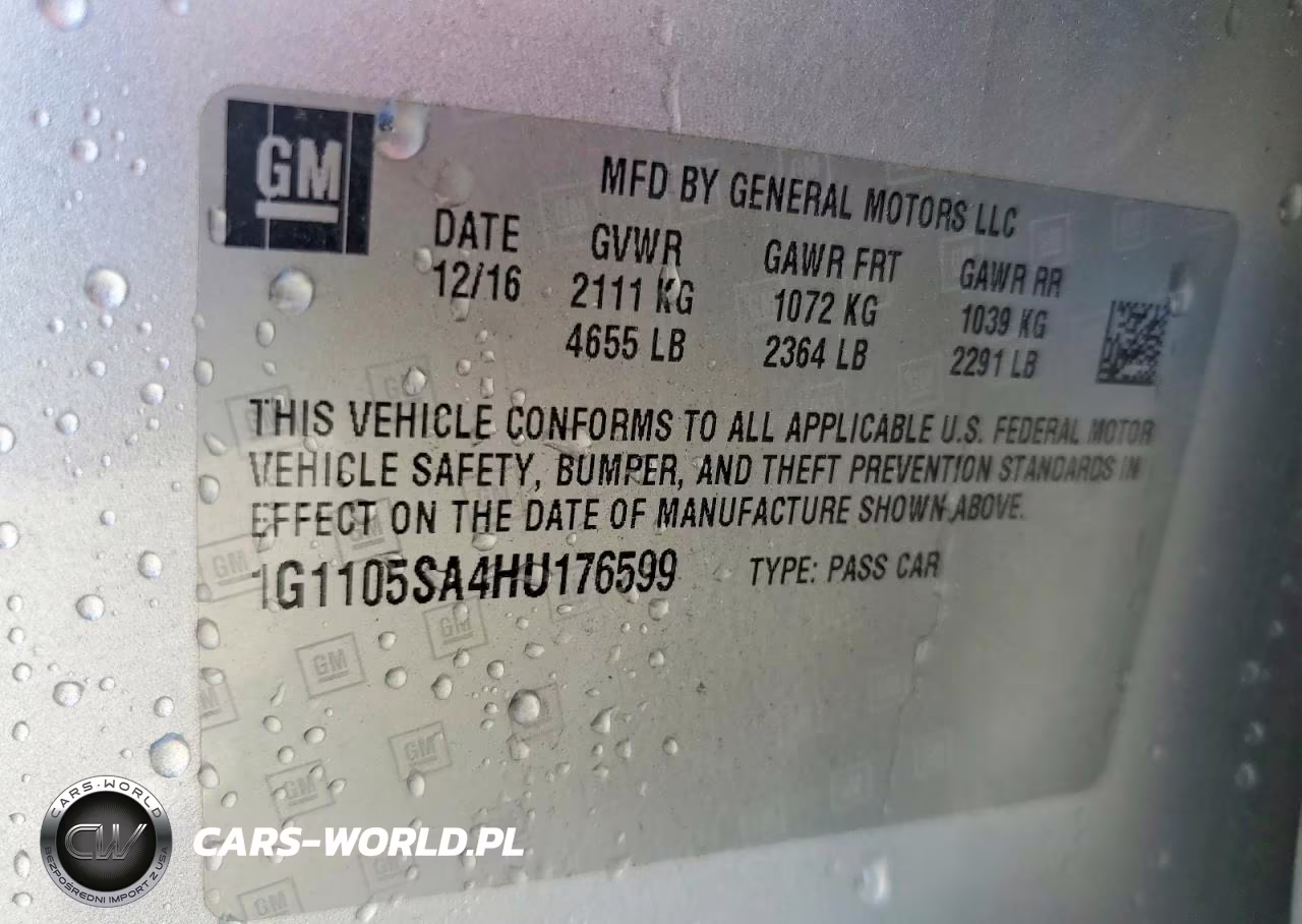 2017 Chevrolet Impala Lt VIN:1G1105SA4HU176599 - 13