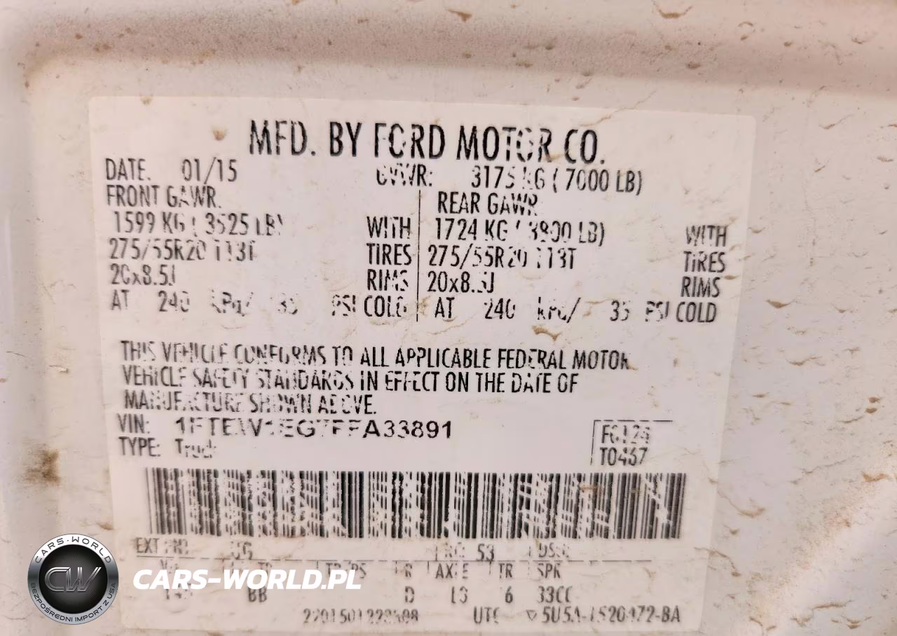 2015 Ford F150 Supercrew VIN:1FTEW1EG7FFA33891 - 12