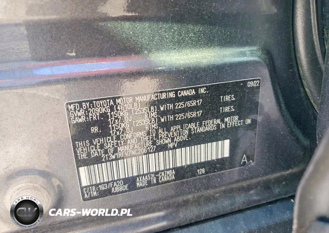 2022 Toyota Rav4 Xle VIN:2T3W1RFV7NC206127 - 13