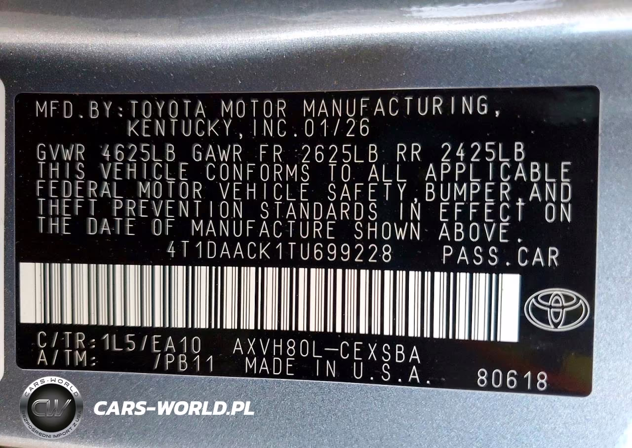 2026 Toyota Camry Se VIN:4T1DAACK1TU699228 - 12