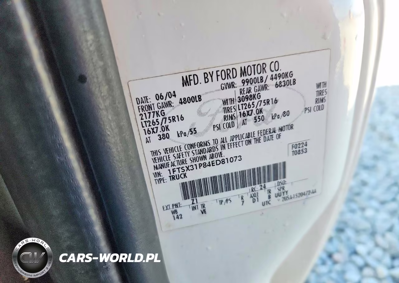 2004 Ford F350 Srw Super Duty VIN:1FTSX31P84ED81073 - 12