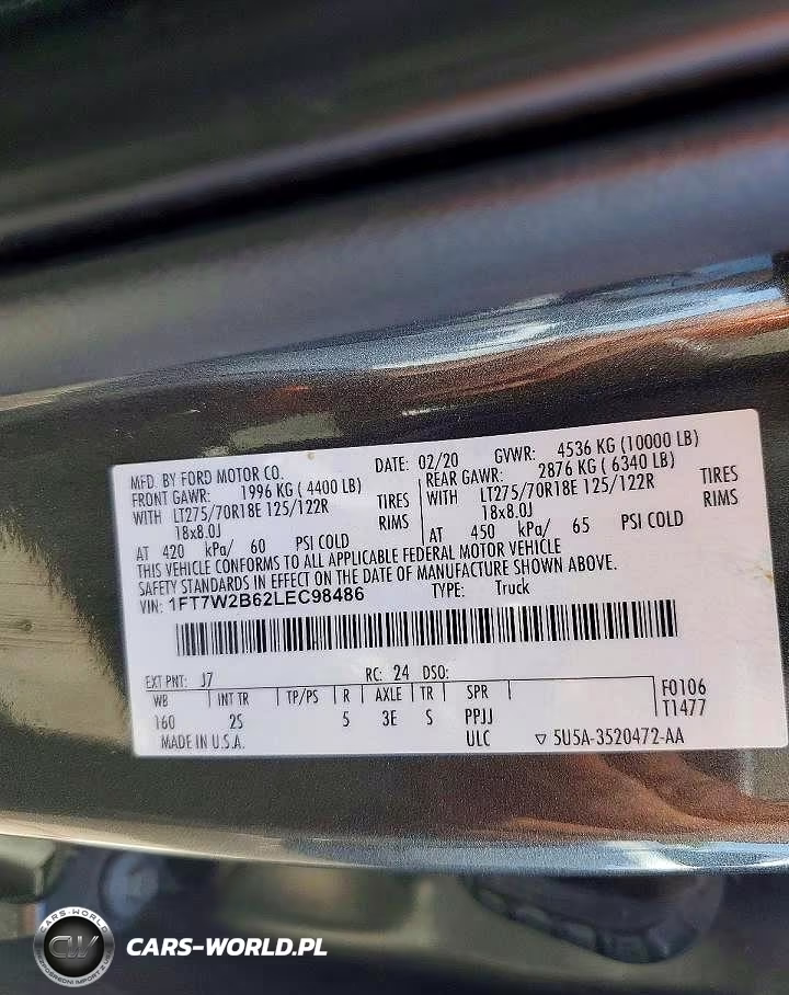 2020 Ford F250 Super Duty VIN:1FT7W2B62LEC98486 - 12