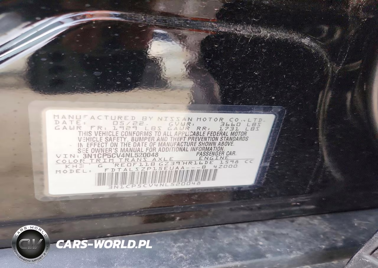 2022 Nissan Kicks Sv VIN:3N1CP5CV4NL520048 - 12
