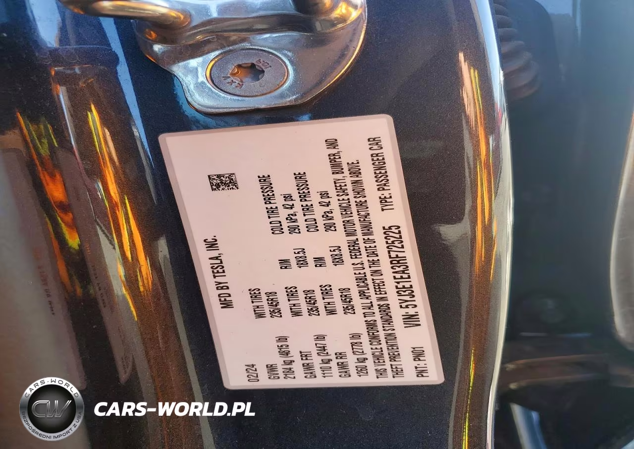 2024 Tesla Model 3 VIN:5YJ3E1EA3RF725225 - 12
