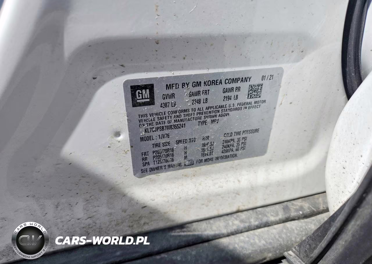 2021 Chevrolet Trax 1Lt VIN:KL7CJPSB7MB355241 - 12