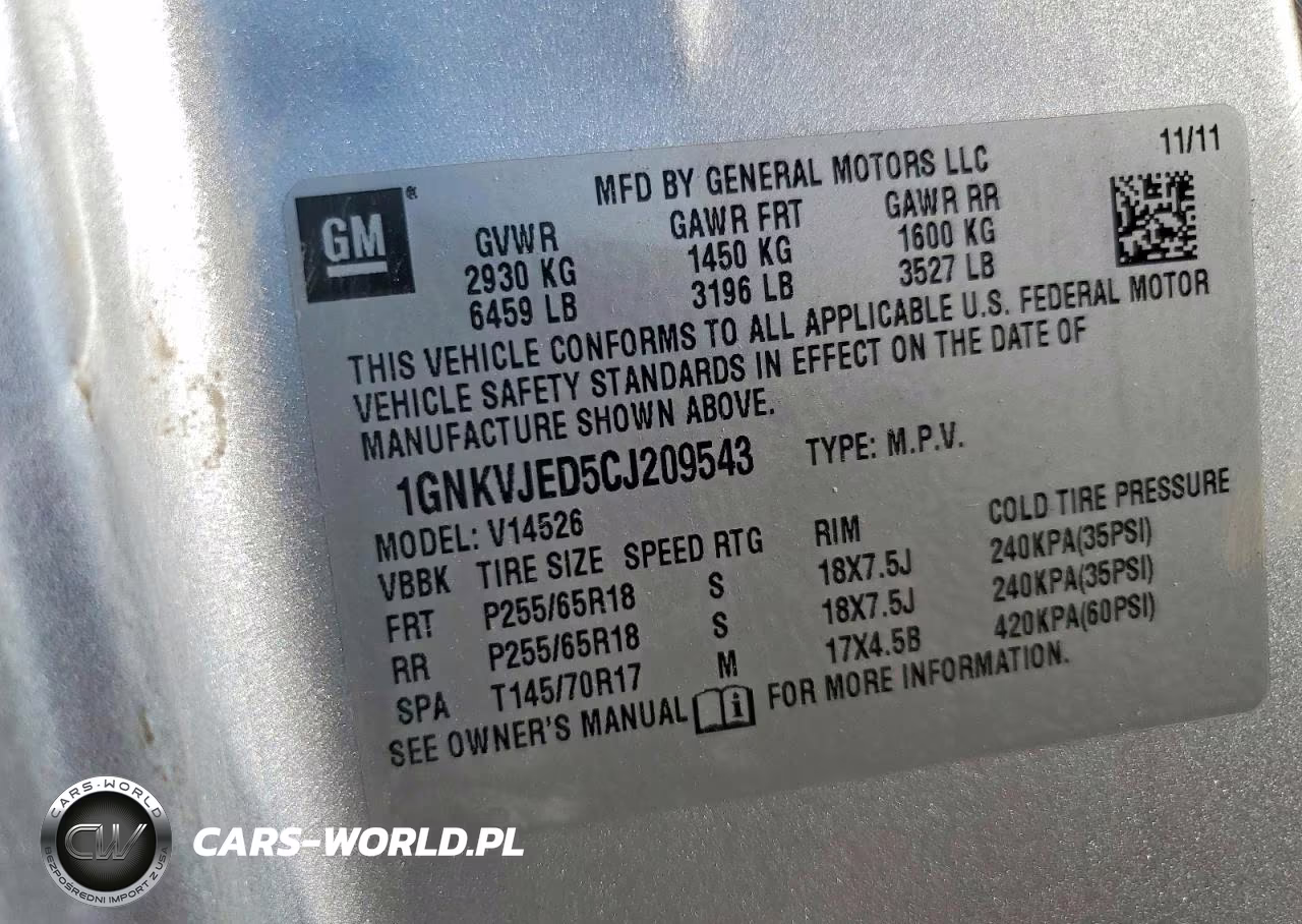 2012 Chevrolet Traverse Lt VIN:1GNKVJED5CJ209543 - 12