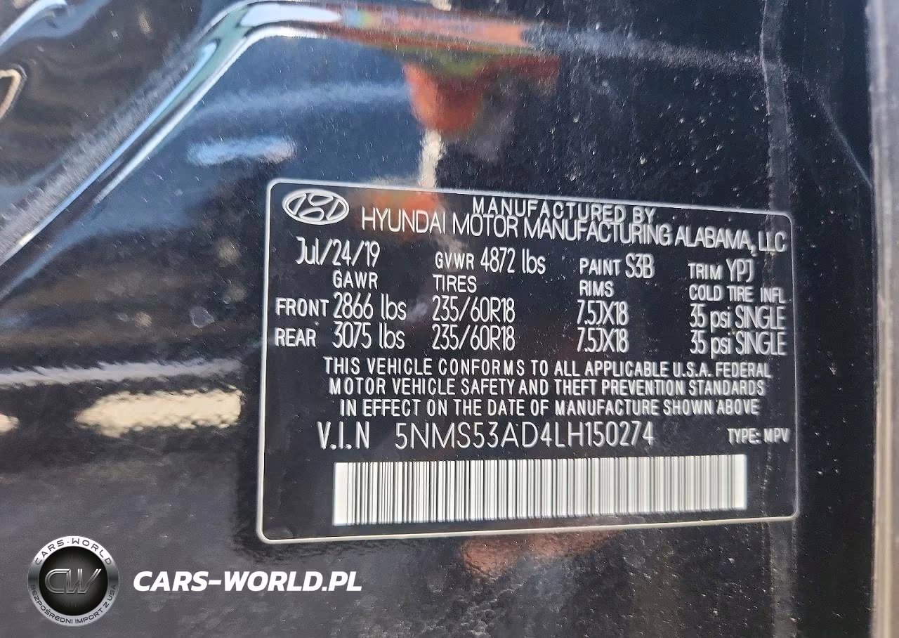 2020 Hyundai Santa Fe Limited VIN:5NMS53AD4LH150274 - 12