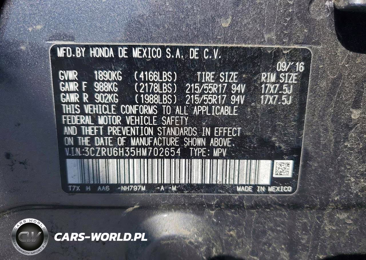 2017 Honda Hr-V Lx VIN:3CZRU6H35HM702654 - 13