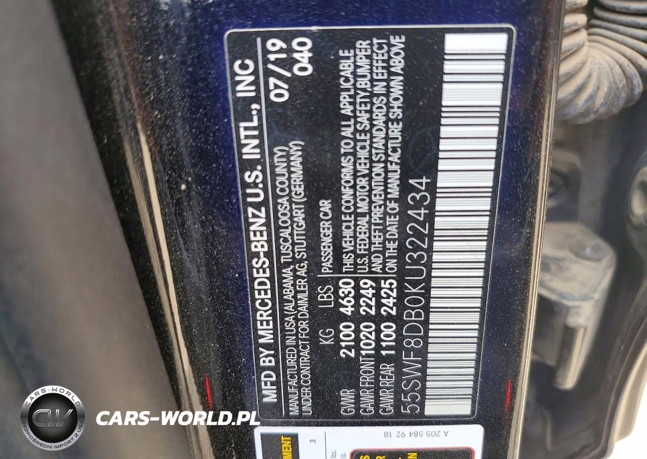 2019 Mercedes-Benz C 300 VIN:55SWF8DB0KU322434 - 12