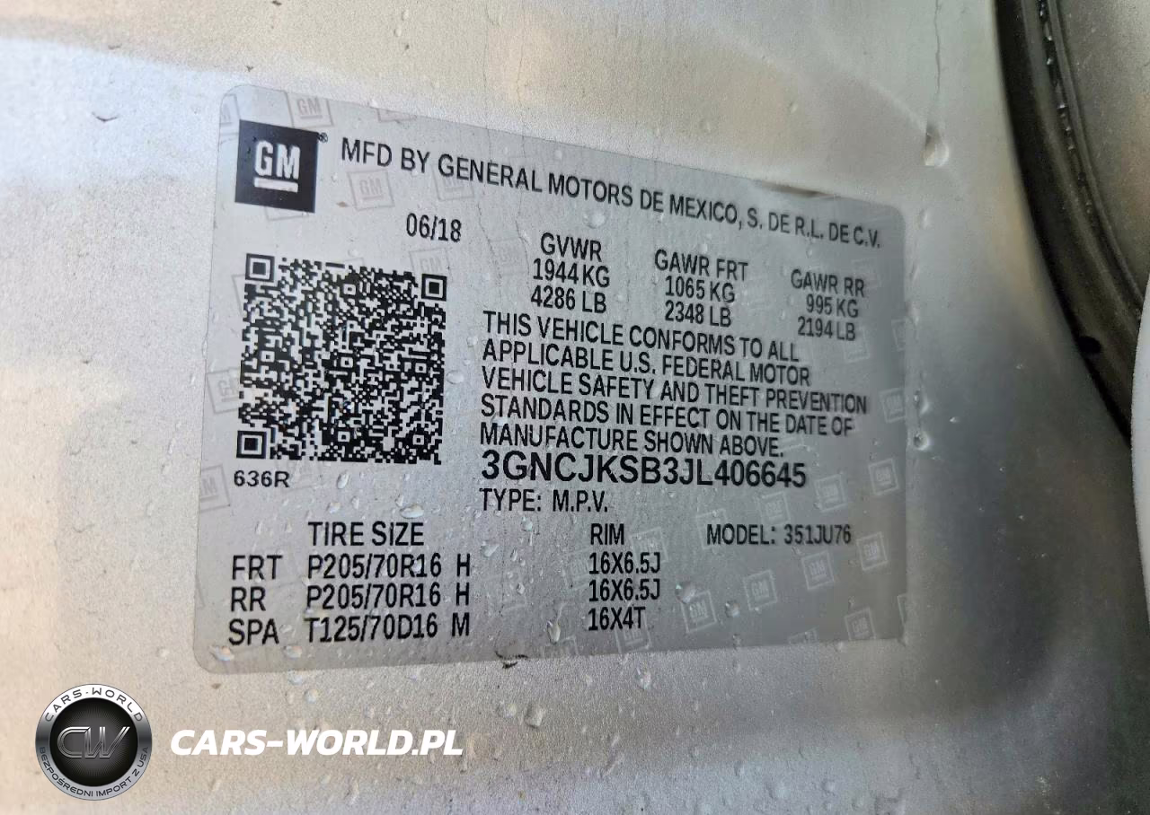 2018 Chevrolet Trax Ls VIN:3GNCJKSB3JL406645 - 14
