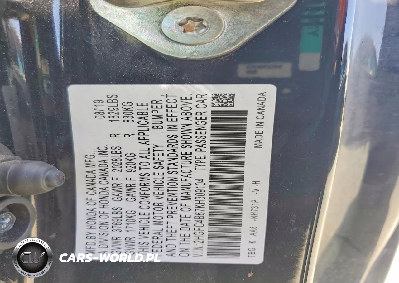 2019 Honda Civic Lx VIN:2HGFC4B67KH309104 - 13