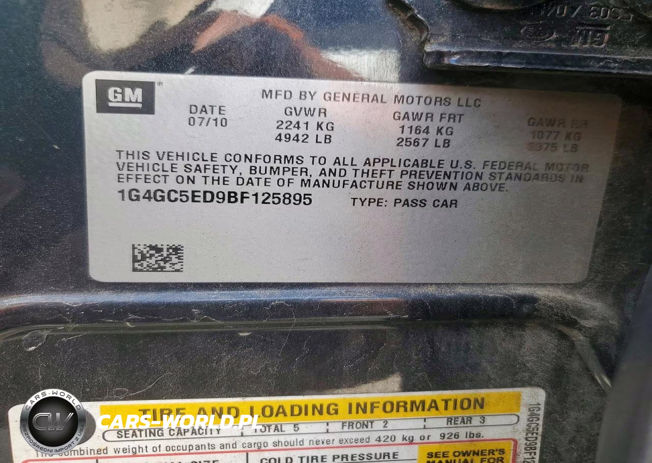 2011 Buick Lacrosse Cxl VIN:1G4GC5ED9BF125895 - 12
