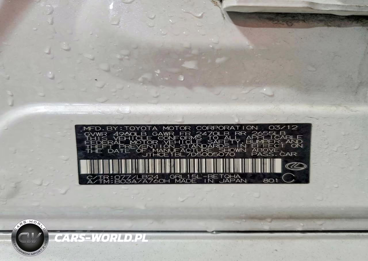 2013 Lexus Gs 350 VIN:JTHCE1BL7D5005070 - 12