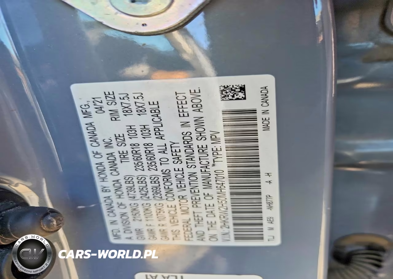 2021 Honda Cr-V Ex VIN:2HKRW2H50MH647010 - 13
