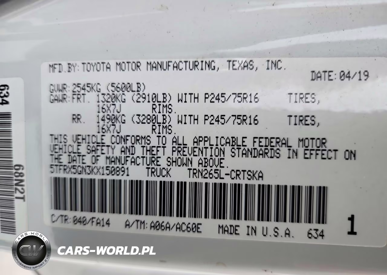 2019 Toyota Tacoma Sr VIN:5TFRX5GN3KX150891 - 12