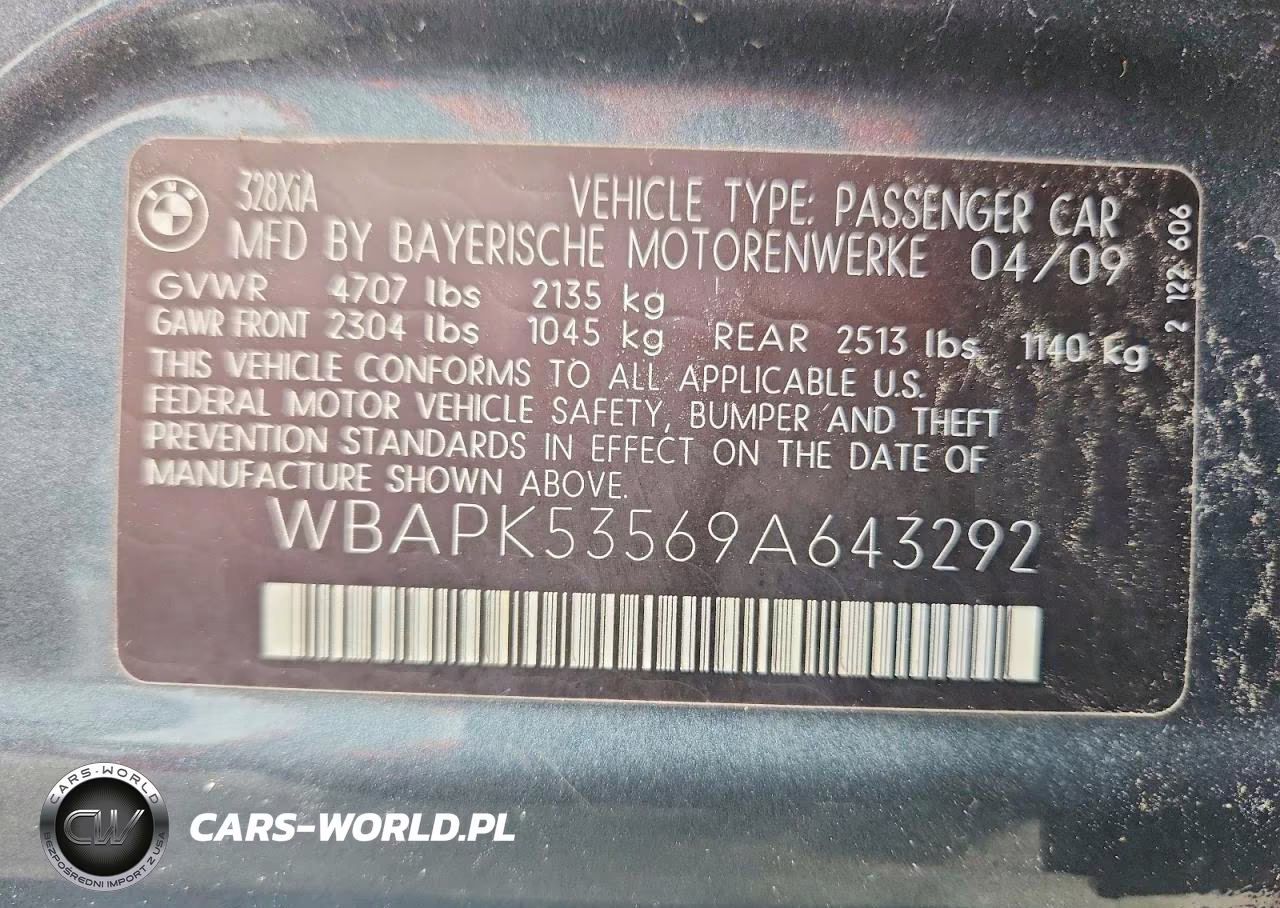 2009 BMW 328 Xi Sulev VIN:WBAPK53569A643292 - 12
