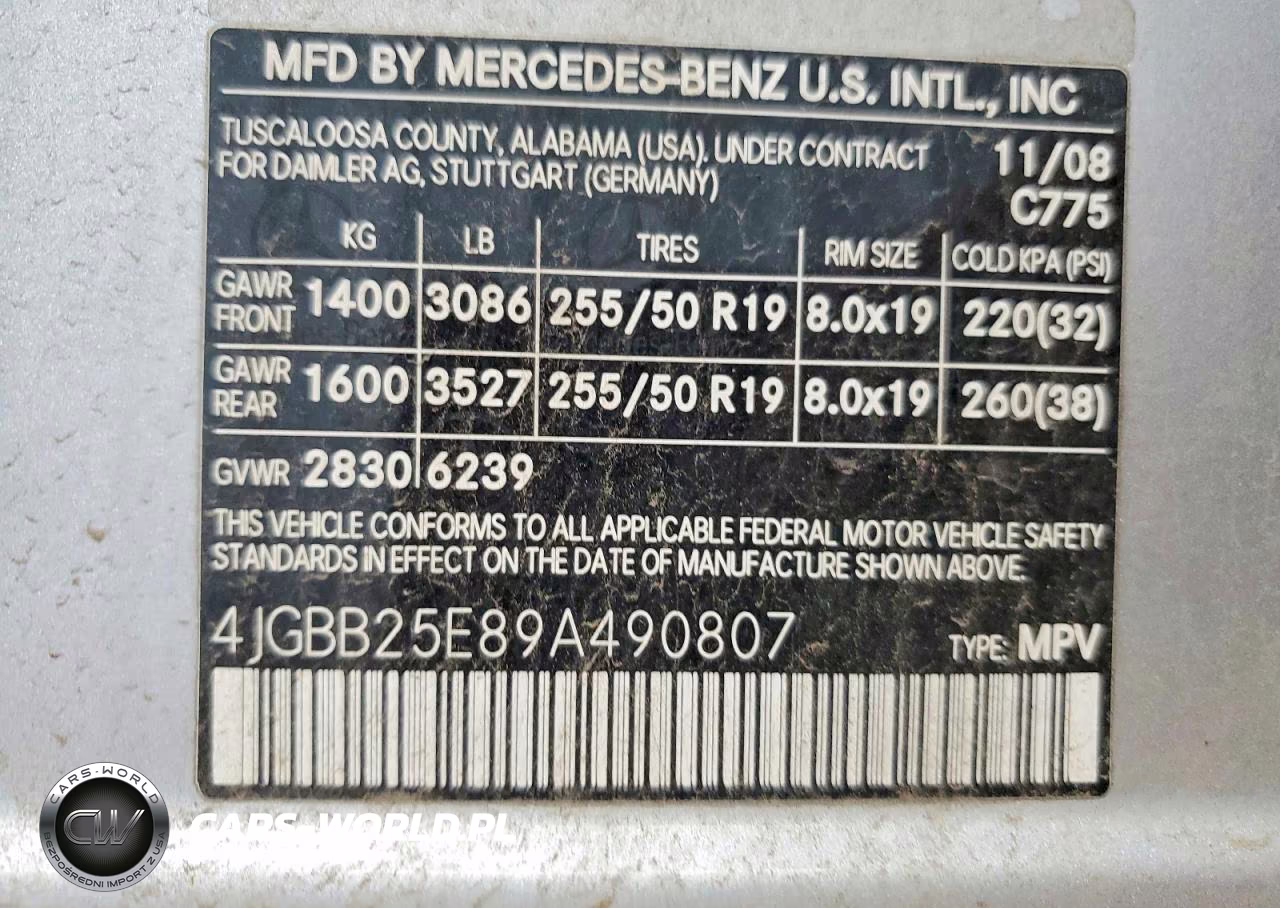 2009 Mercedes Benz Ml VIN:4JGBB25E89A490807 - 12