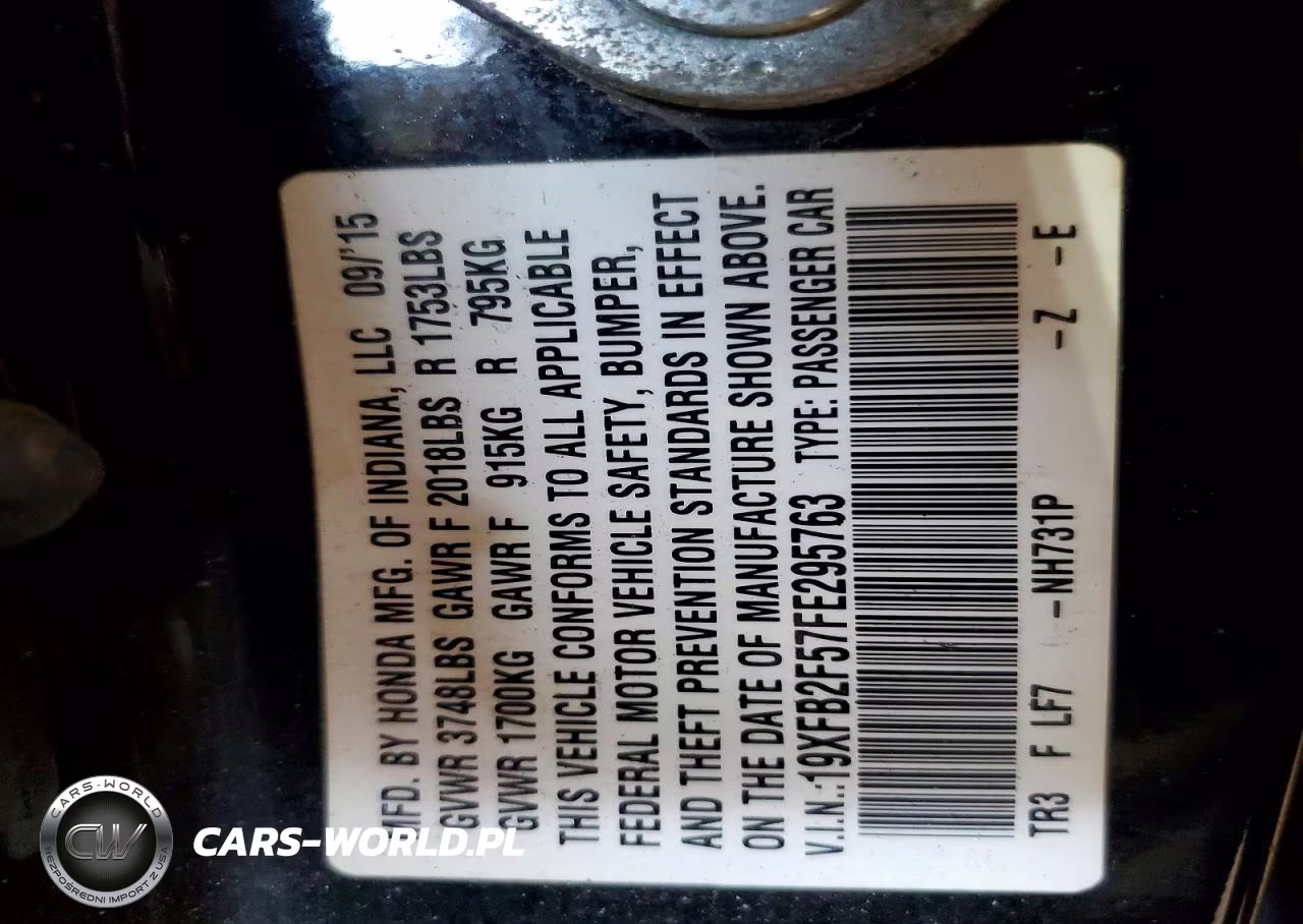 2015 Honda Civic Lx VIN:19XFB2F57FE295763 - 12