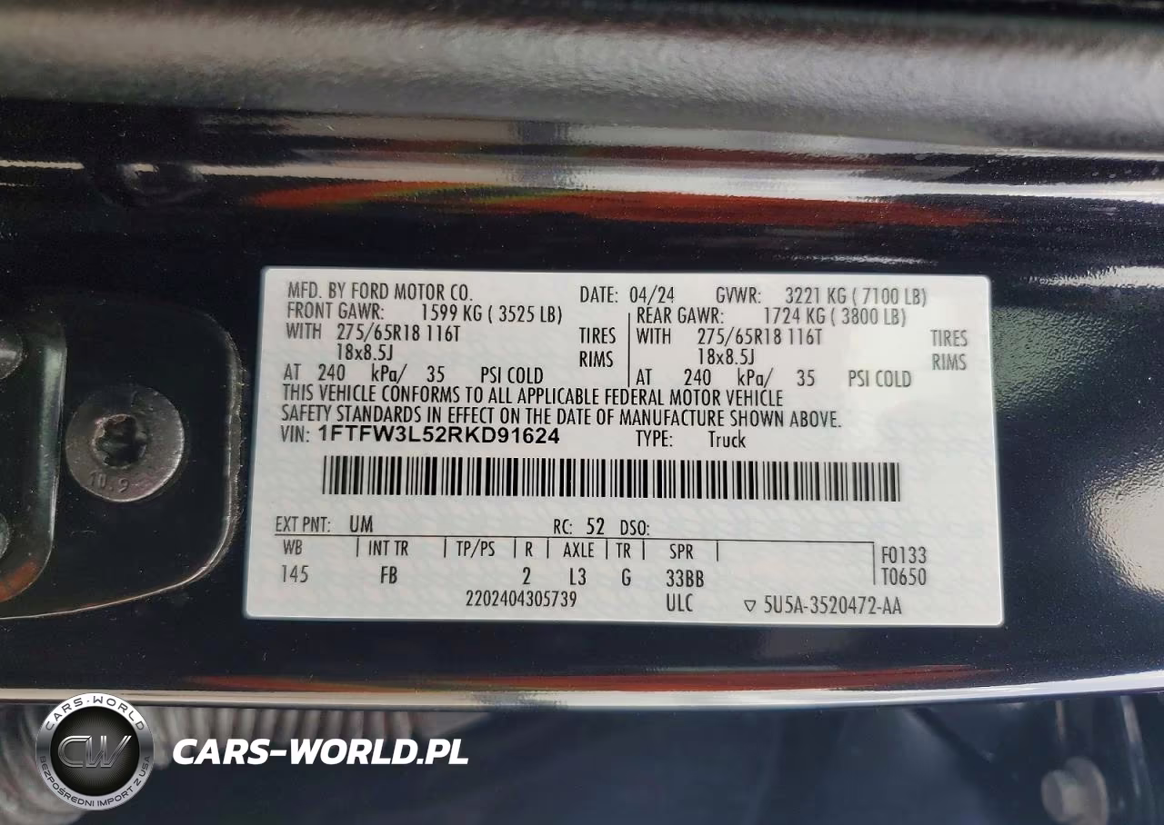 2024 Ford F150 Xlt VIN:1FTFW3L52RKD91624 - 12