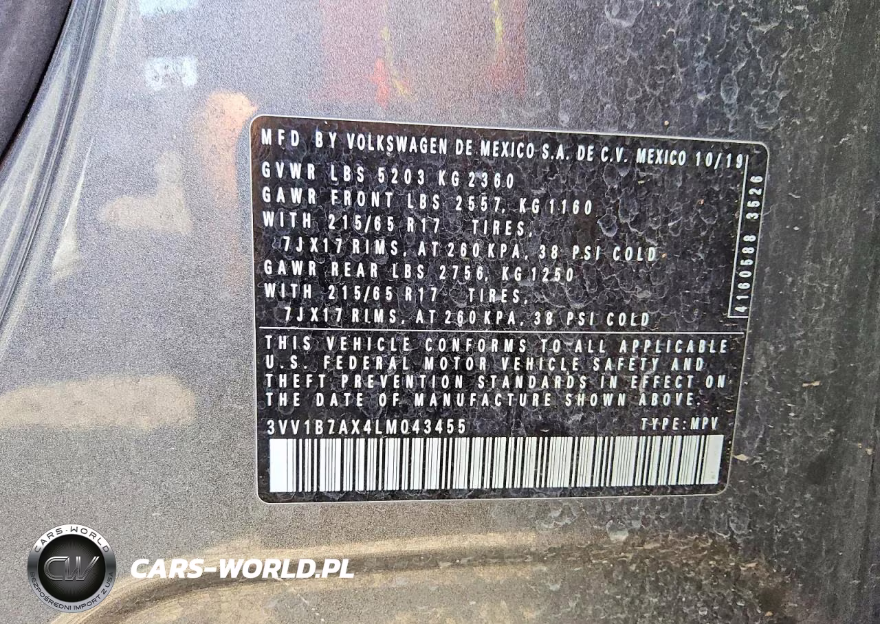2020 Volkswagen Tiguan S VIN:3VV1B7AX4LM043455 - 13