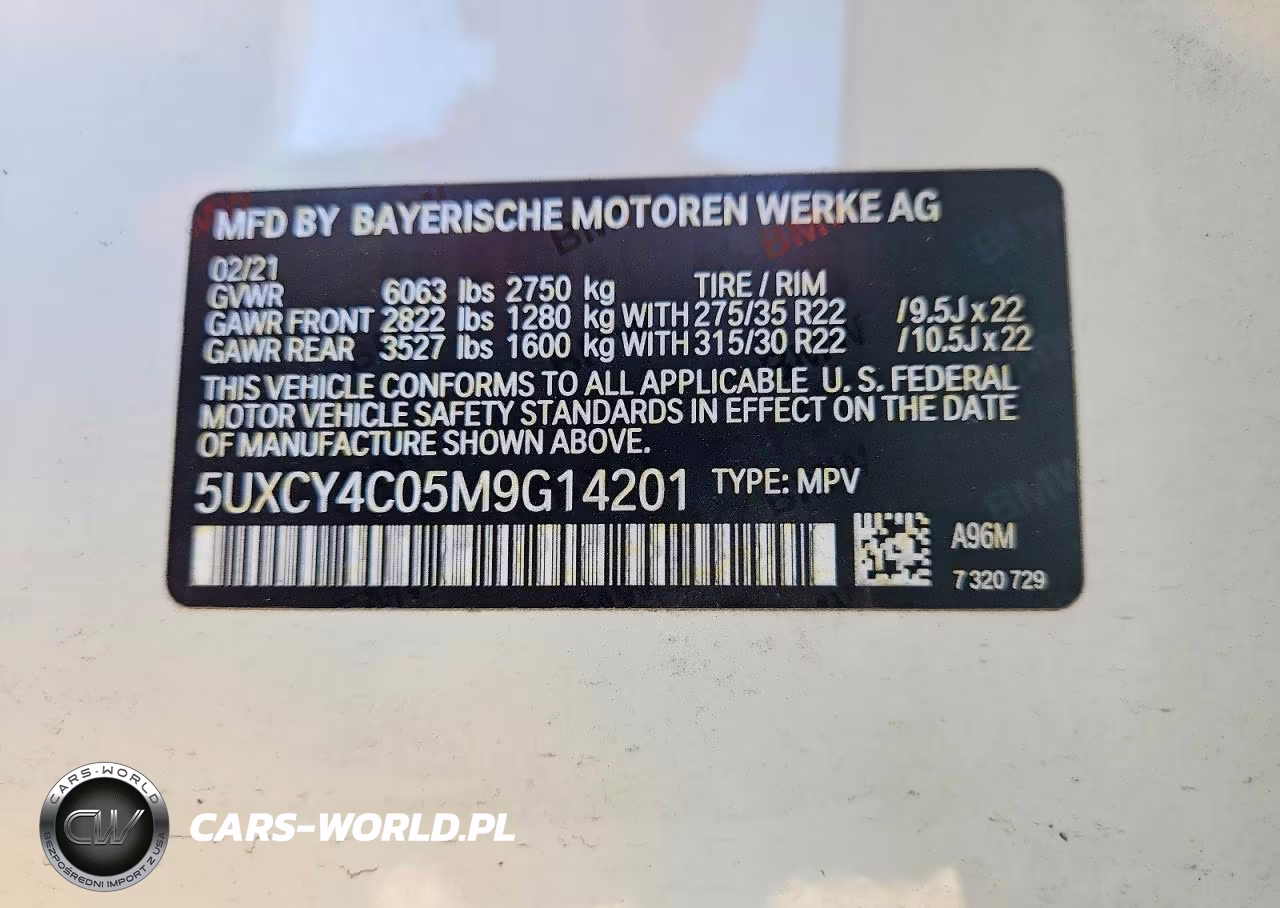 2021 BMW X6 Sdrive 40I VIN:5UXCY4C05M9G14201 - 13