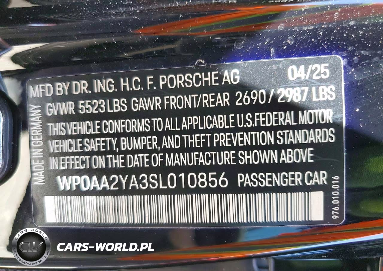 2025 Porsche Panamera Base VIN:WP0AA2YA3SL010856 - 12