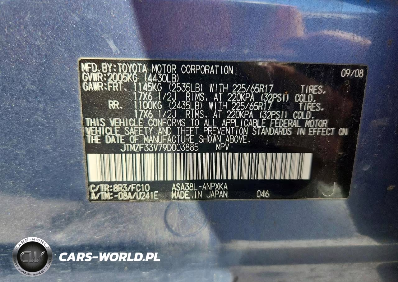 2009 Toyota Rav4 Base VIN:JTMZF33V79D003885 - 12